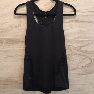 Navy ATHLETA tank top with lace detail